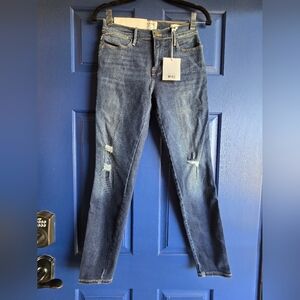 Frame Denim Women's Distressed Skinny High Rise Jeans in Blue